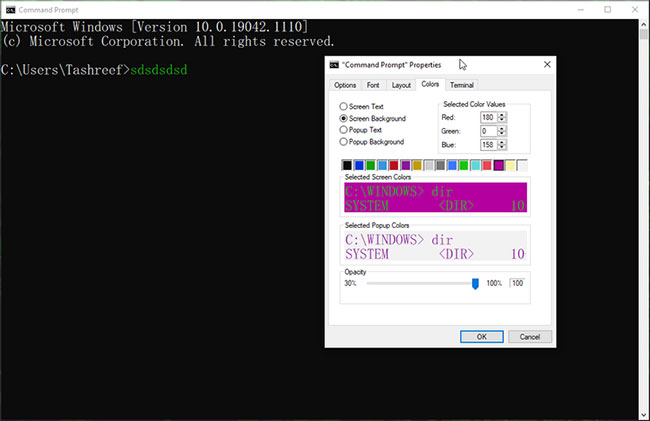 Thay đổi màu nền văn bản của Command Prompt