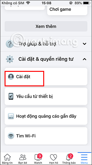 Cài đặt Facebook