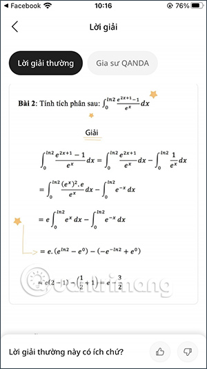 Giải bài tập Toán trên QANDA