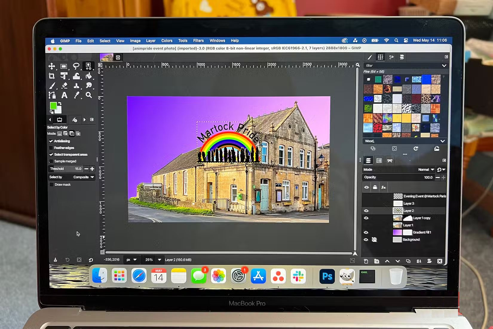 Mở file PSD trong GIMP trên MacBook Pro